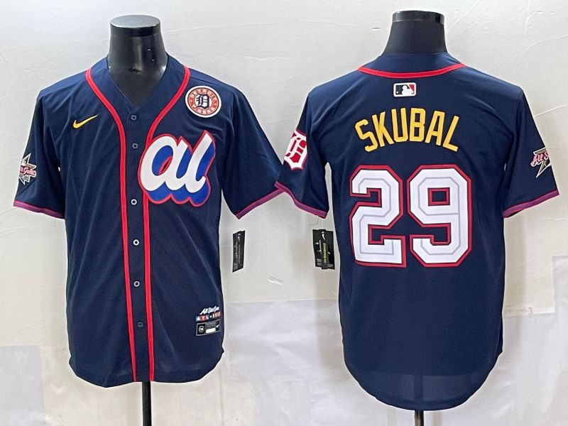 Men 2025 Detroit Tigers #29 Skubal Drak Blue All star Nike MLB Jersey style 2->detroit tigers->MLB Jersey